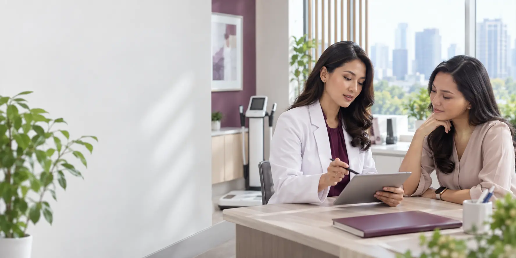 Clinical nutrition consultation in a modern workplace